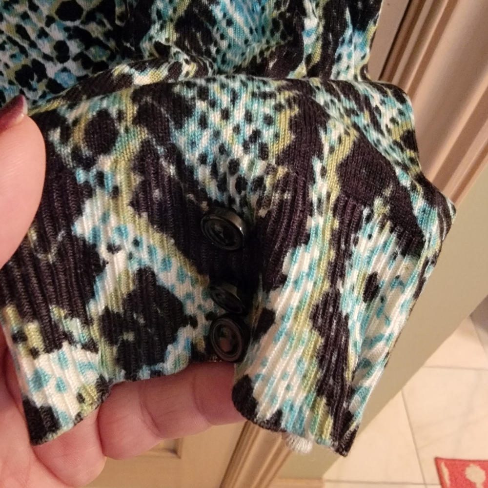 Womens sz 1X Premise teal black cardigan sweater - Picture 5 of 6
